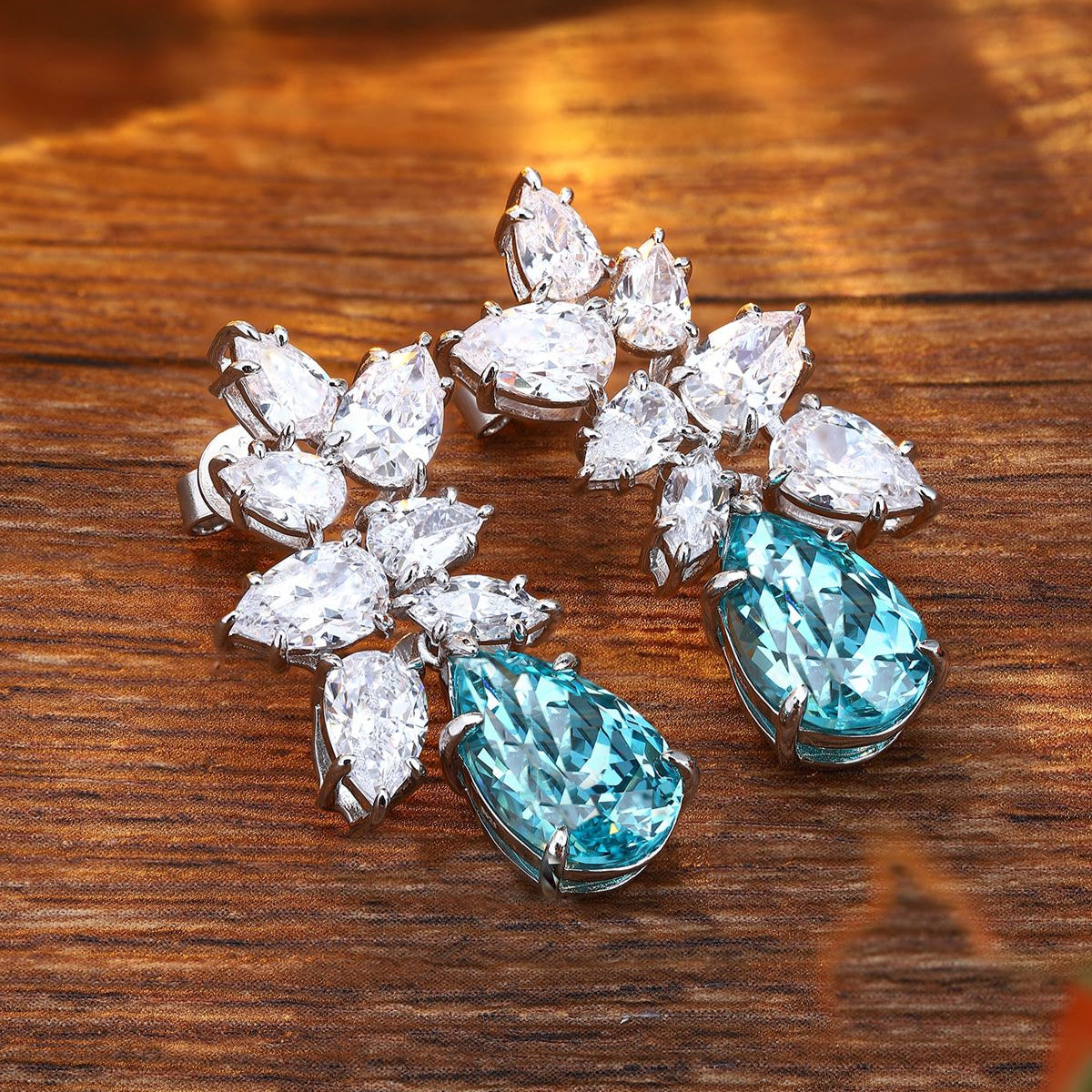 S925 Silver 11.08ct Lab Gown Paraiba Ear Nails