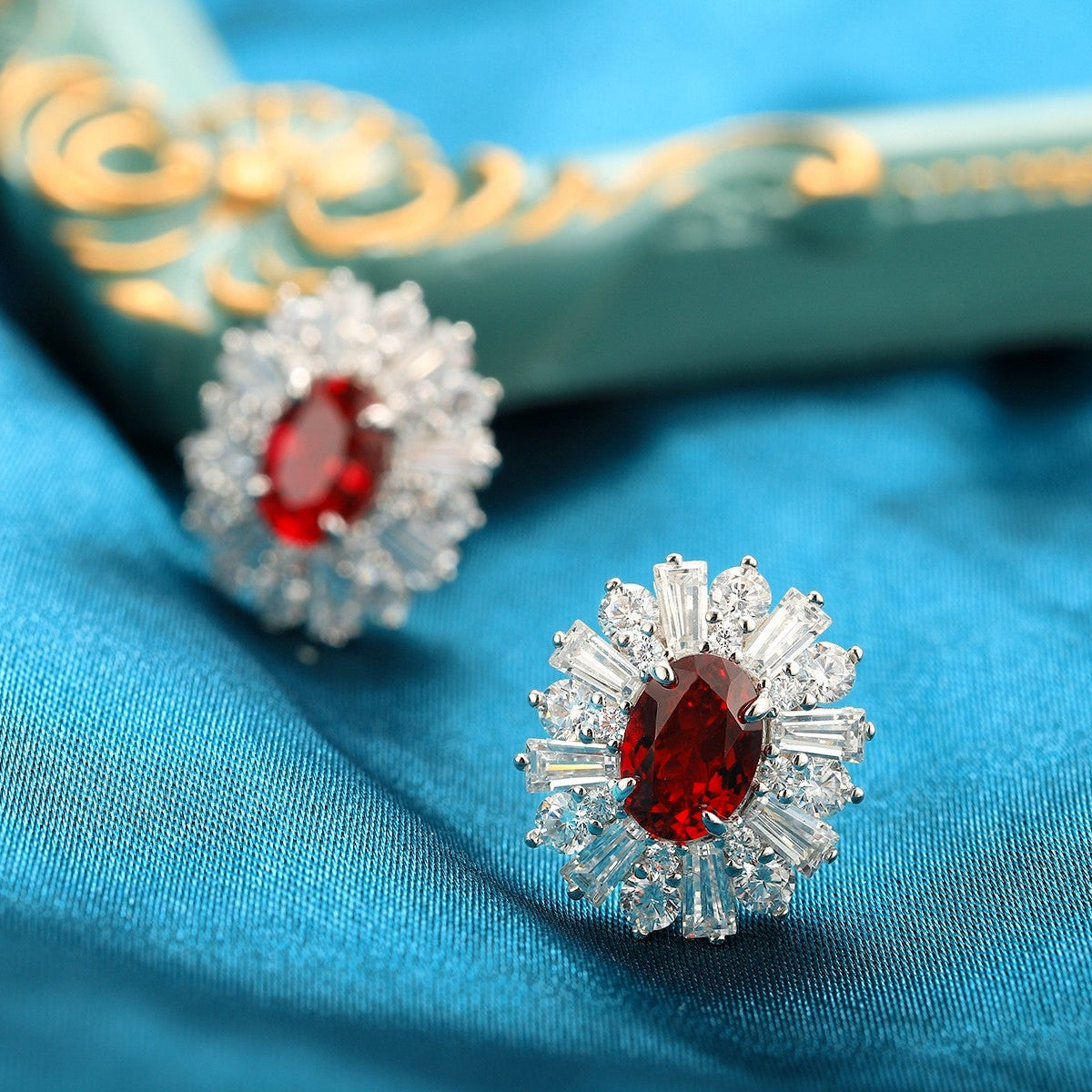 S925 silver 2.03ct Lab Grown Ruby Treasure Earrings JRURE404Y