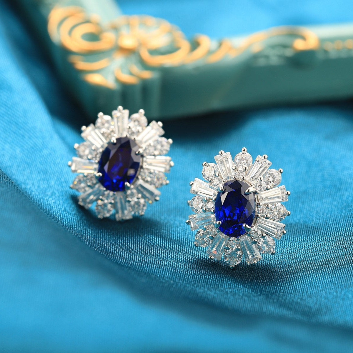 S925 Silver 2.36ct Lab Grown Blue Treasure Earnail JSABE404Y