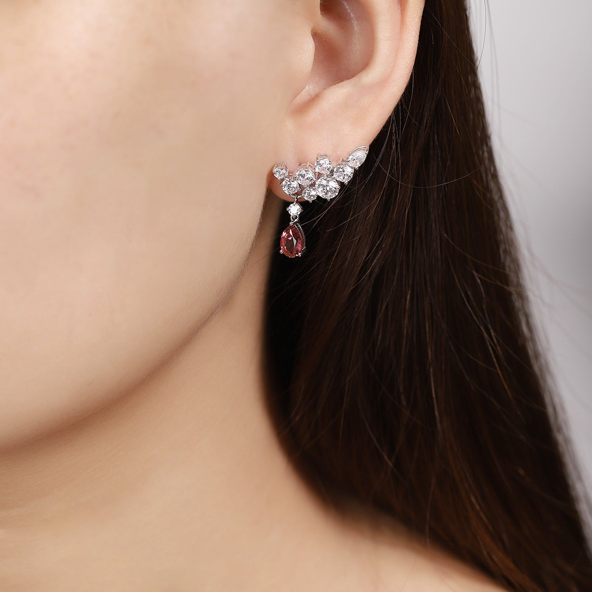 S925 Silver 1.995ct Natural Garnet Earrings W JE92135