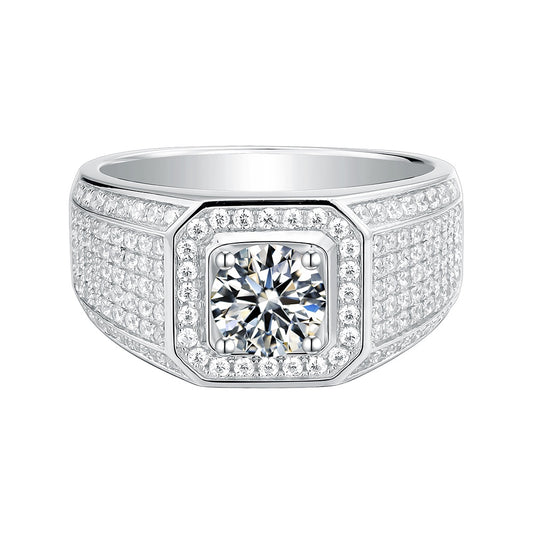 S925 Silver 1.0ct Moissanite Men's Ring Series Ⅱ