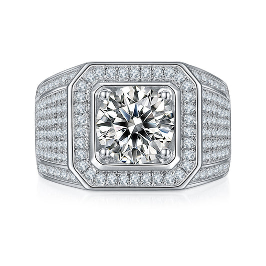 S925 Silver 3.0ct Moissanite Men's Ring Series