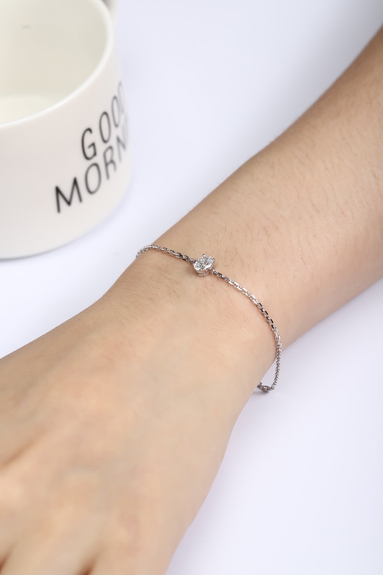 PT950 0.50ct Lab Grown Diamond Oval Shaped Bracelet