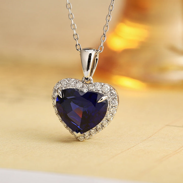 PT950 5.06ct Heart Shape Lab Grown Blue Treasure Pendant (without chain)