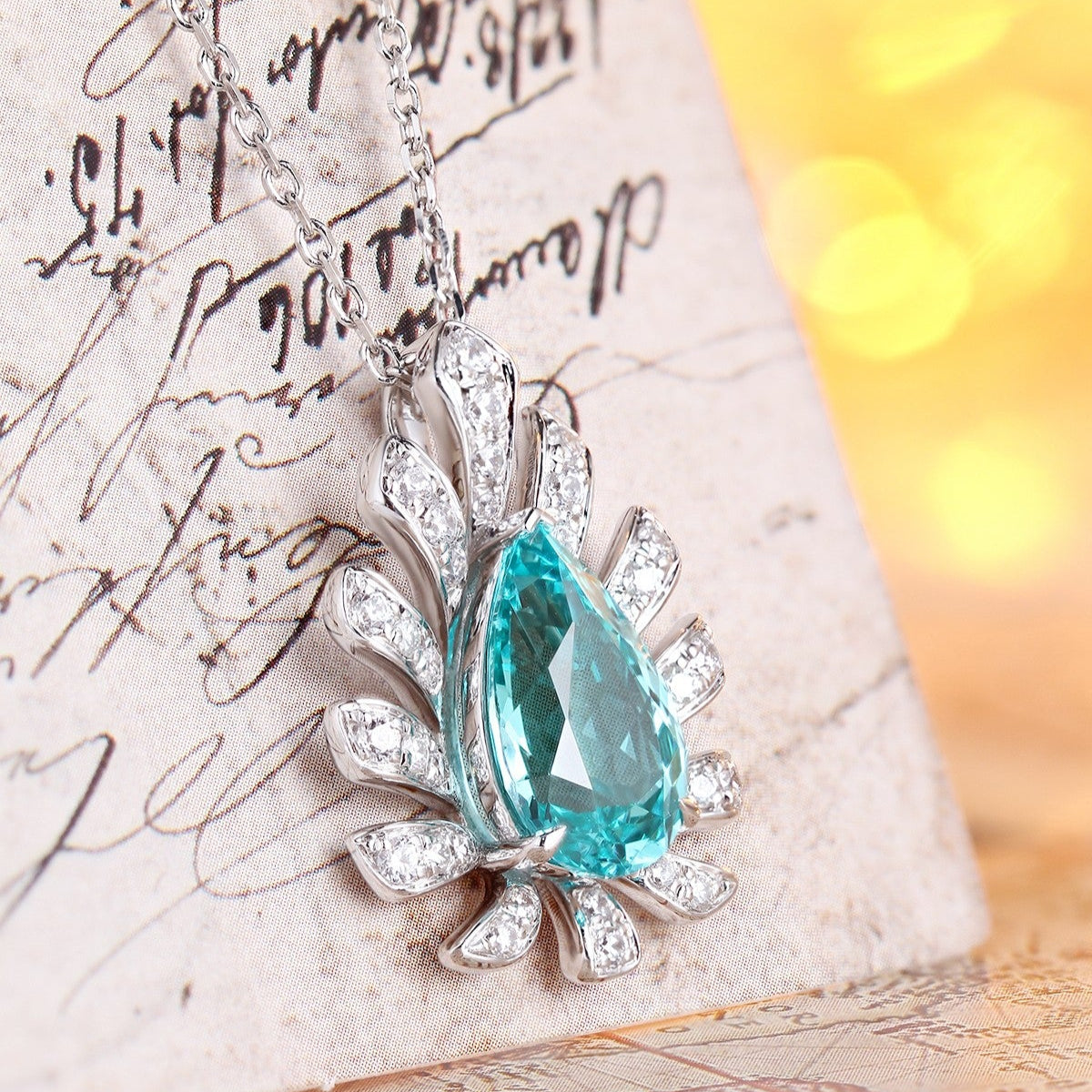 S925 Silver 5.25ct Lab Grown Paraiba Necklace A