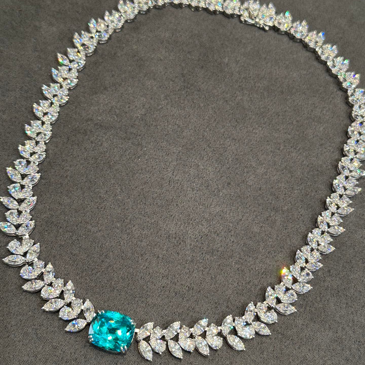 S925 Silver 16.31ct Lab Grown Paraiba Luxury Large Chain W