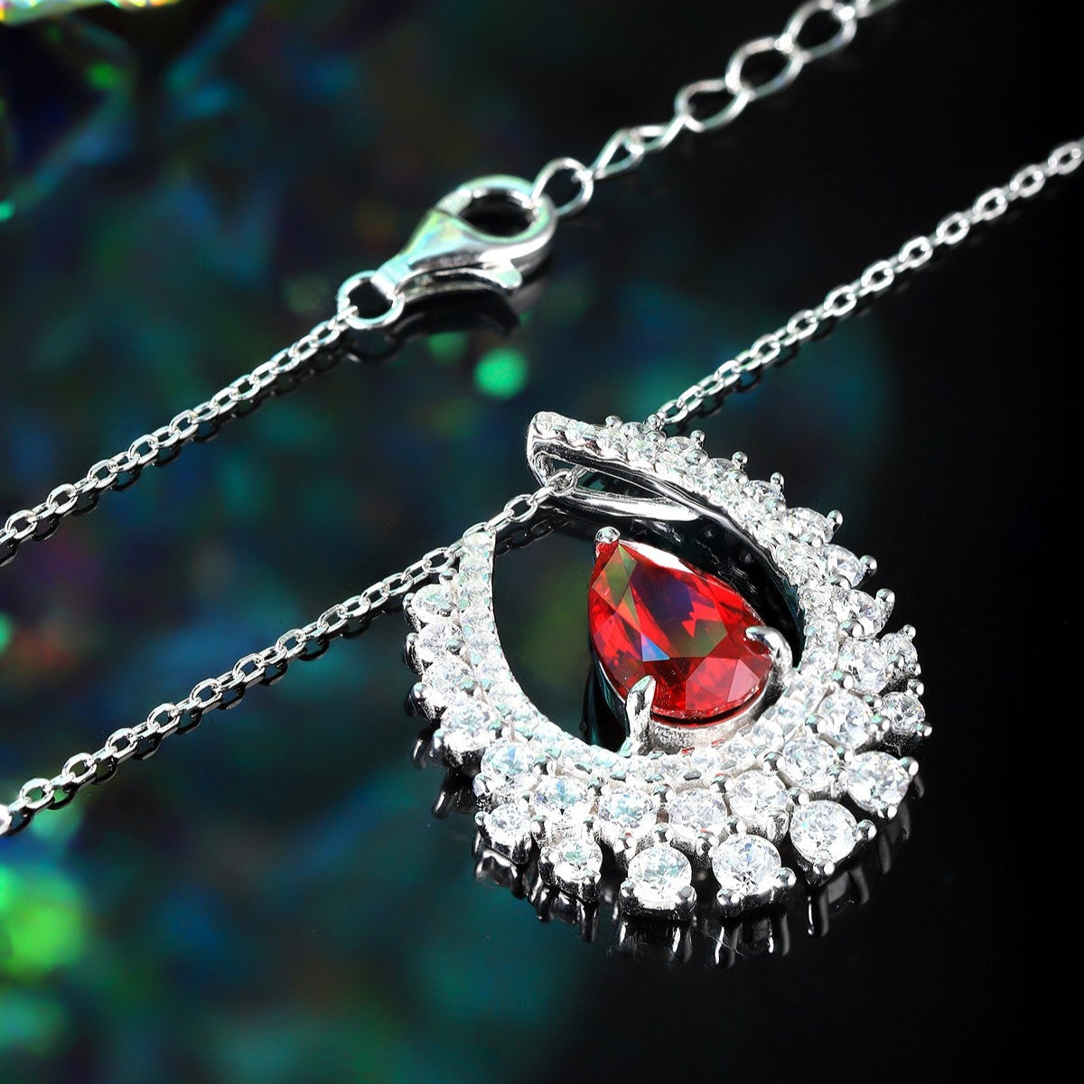 S925 Silver 2.7ct Lab Grown Ruby Treasure Necklace W