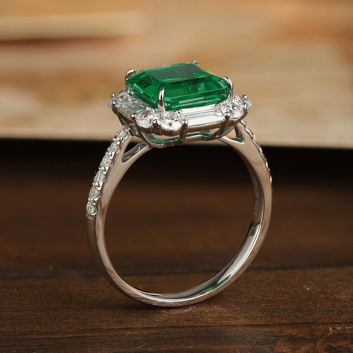 PT950 2.62ct ASSCHER Cut Lab Grown Emerald ring