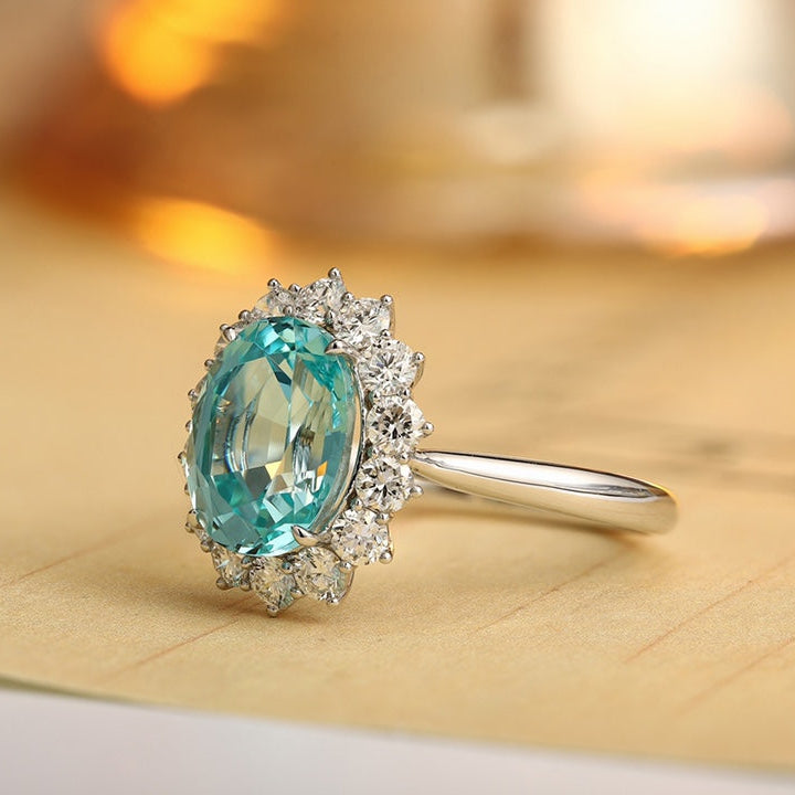 PT950 5.18ct Oval Shape Lab Grown Paraiba Ring