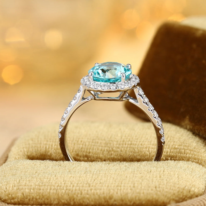PT950 3.22ct Circular Lab Grown Paraiba Ring