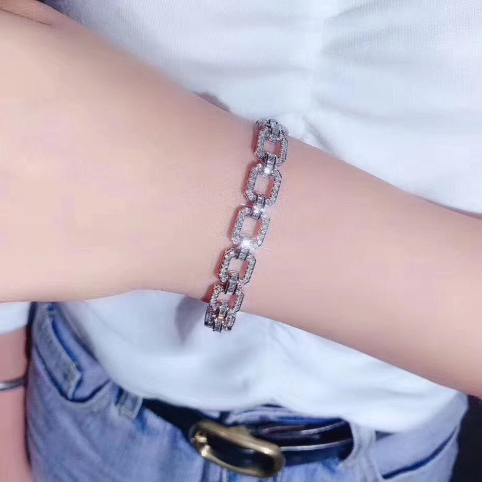 14K Lab Grown Diamond Sea Surface Temperature Single Row Bracelet