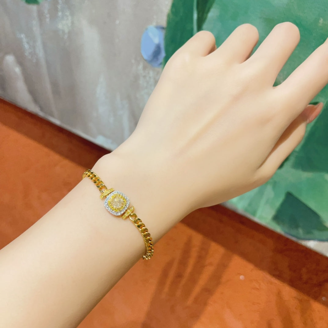 14K Yellow Diamond Pillow Bracelet