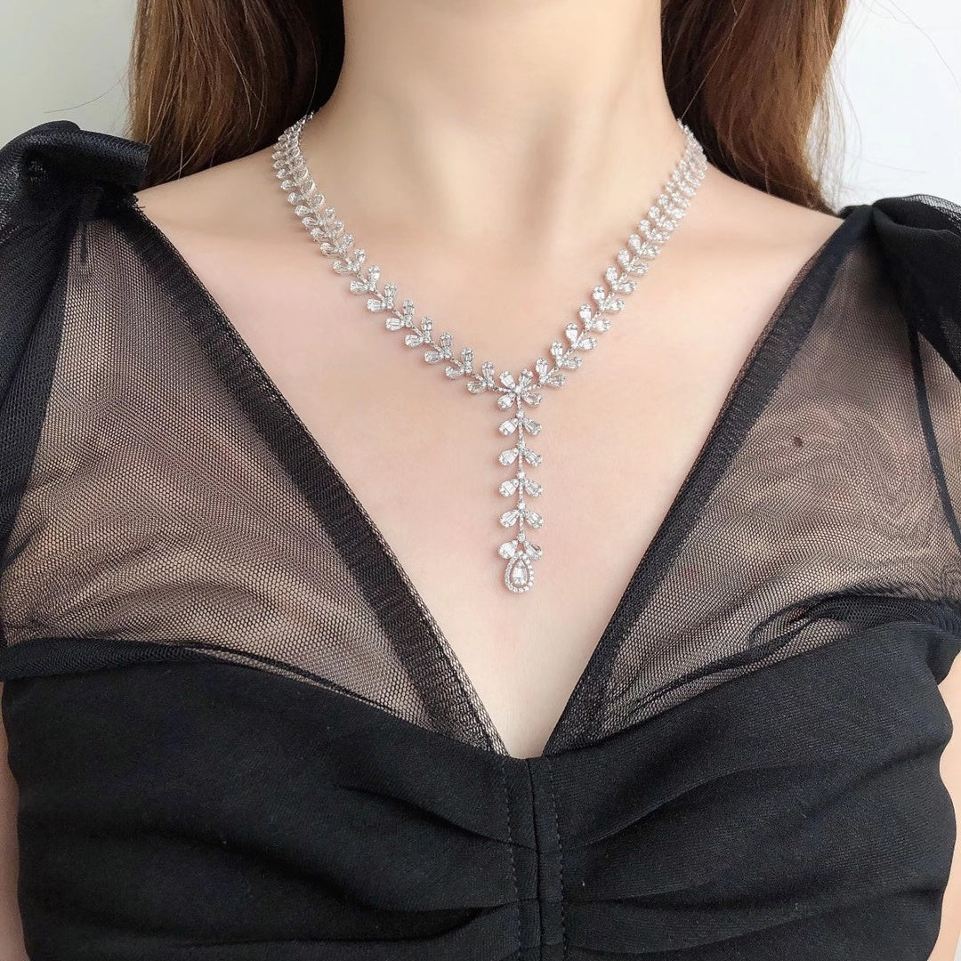 18K Lab Grown Diamond Splicing Water Drop Chain