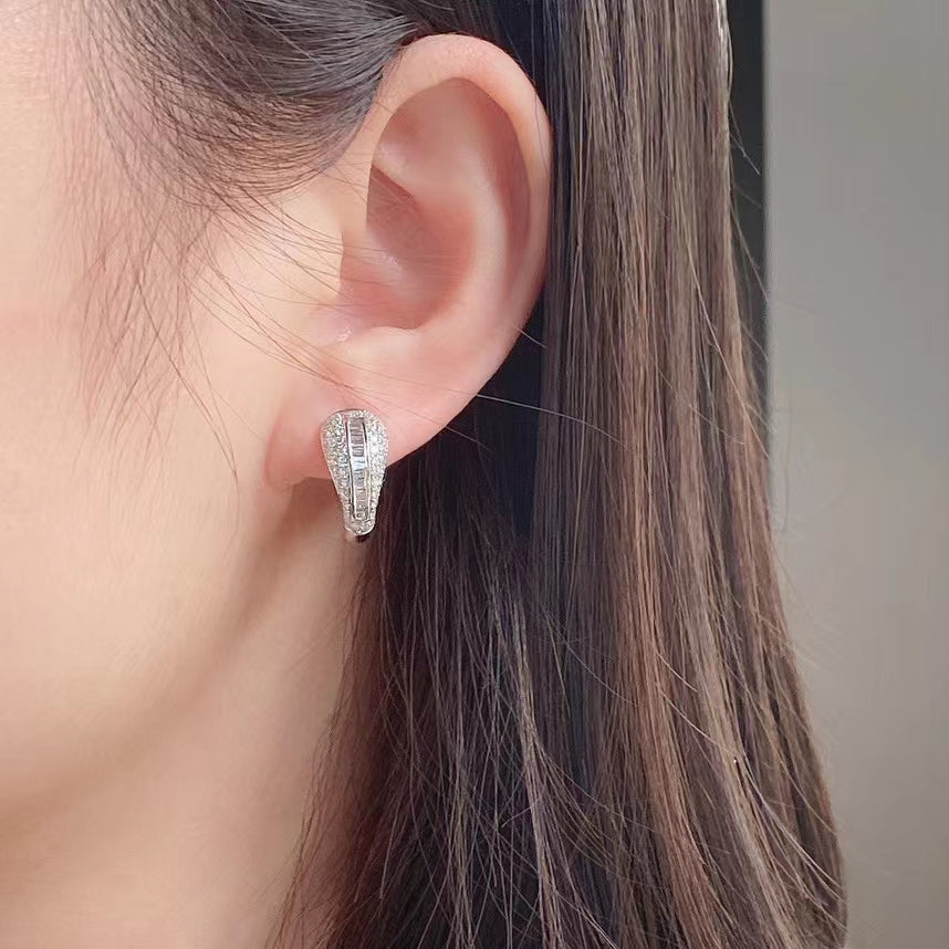 14K Lab Grown Diamonds T Circle Comma Earrings