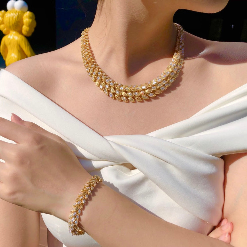 14K Lab Grown Drilled Wheat Ear Dew Chain