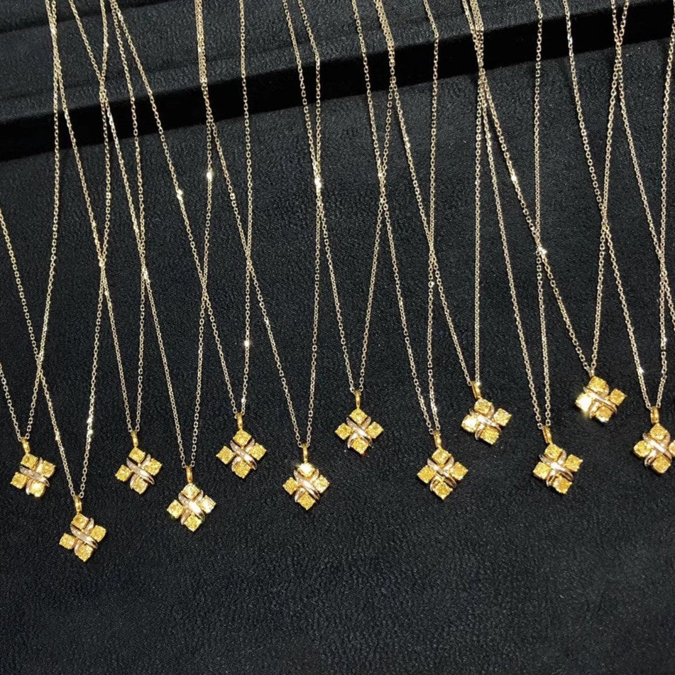 14K Yellow Diamond X Pendant