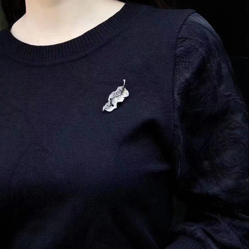 Black Gold Leaf Brooch