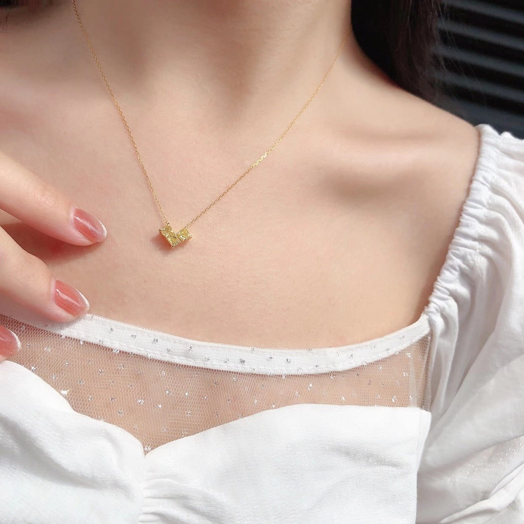 14K Yellow Diamond Pillow Shaped Heart-shaped Pendant