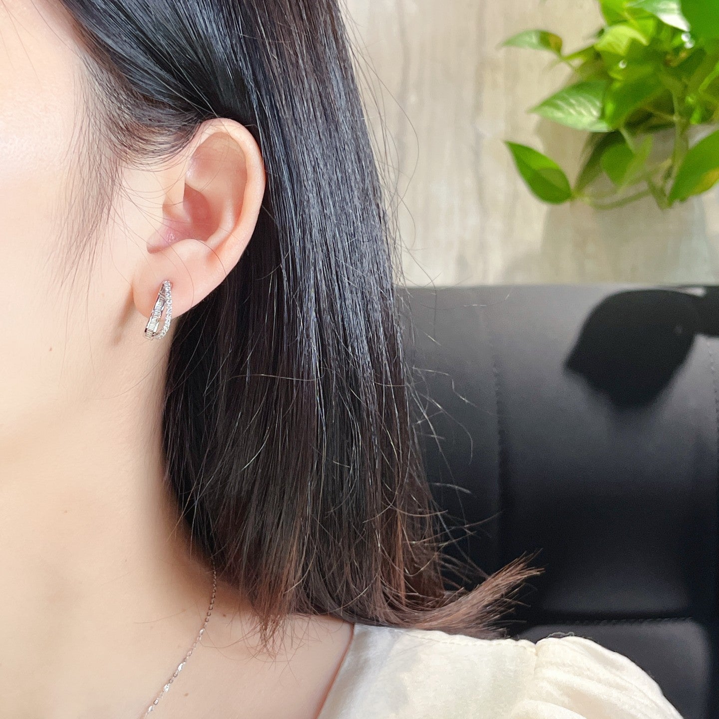 Lab Grown Diamond Round T-shaped Earrings