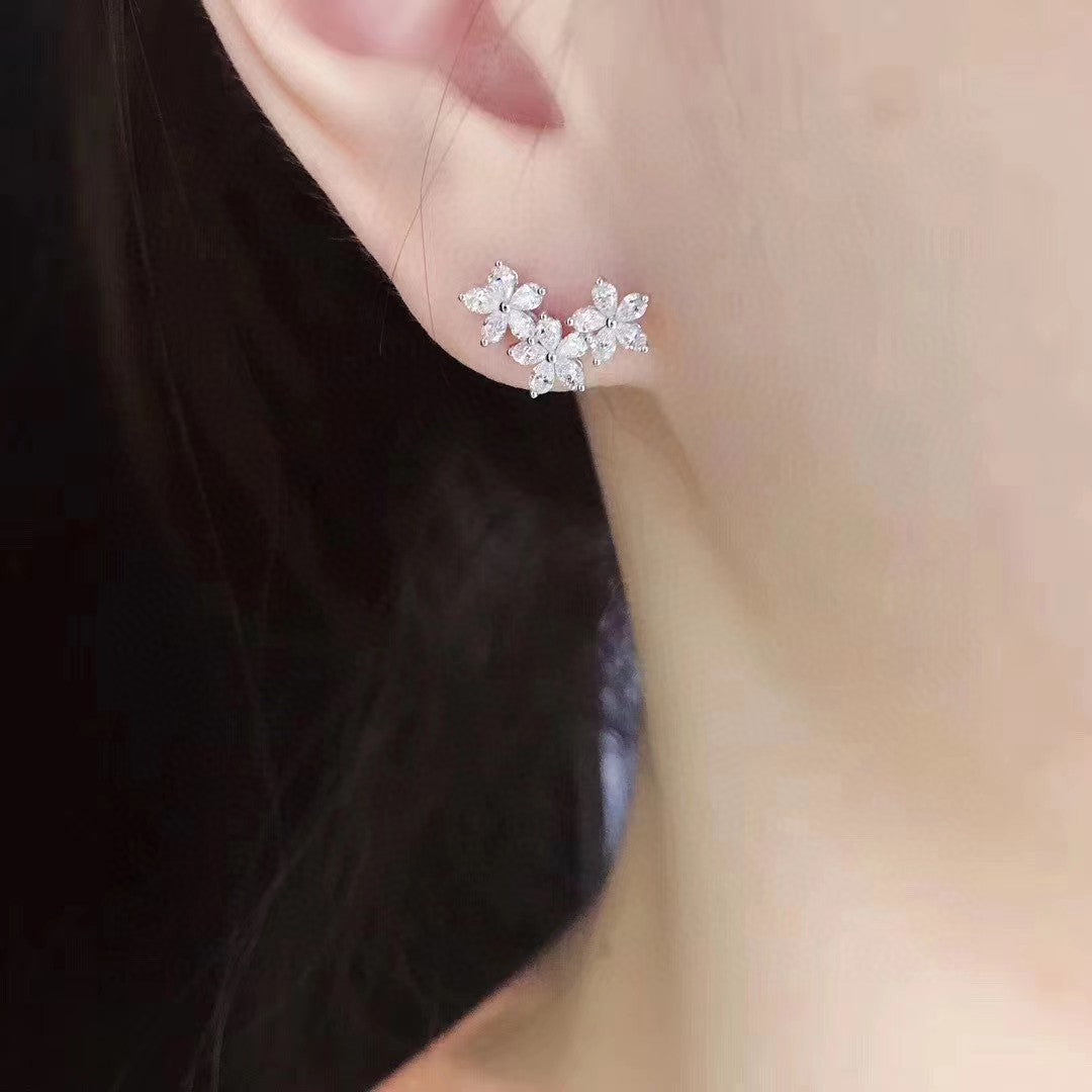Five Flower Water Droplet Earrings (AB model)