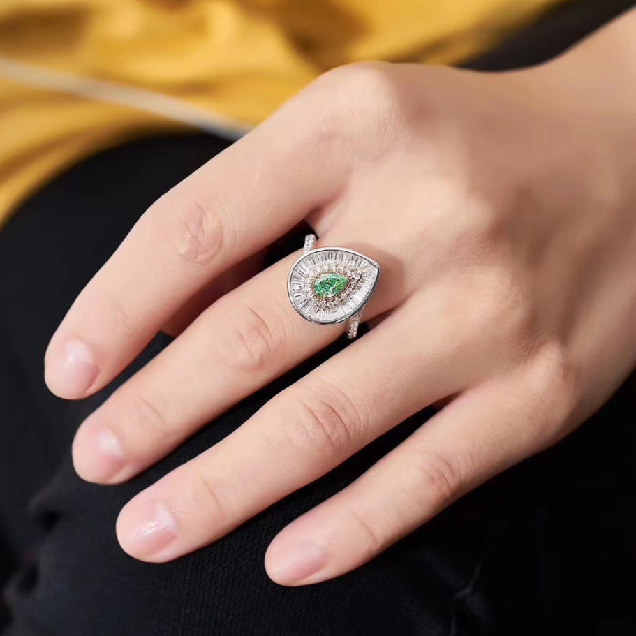 14K Green Diamond Ring