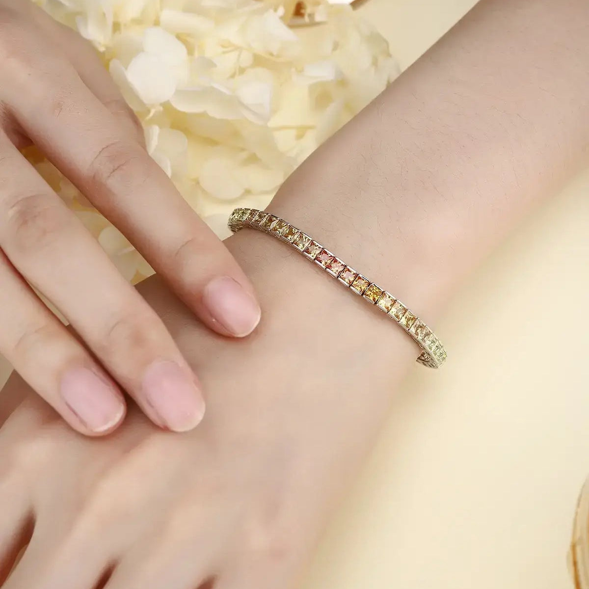 S925 Silver Yellow&Orange Nurturing Colored Blue Treasure Bracelet