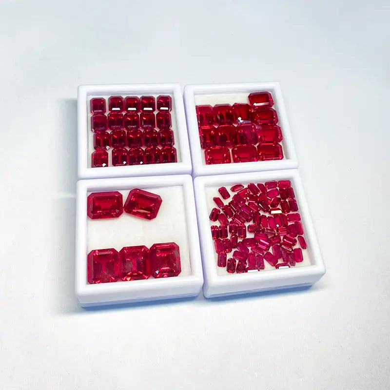 Czochralski Lab Grown Ruby Emerald Cut