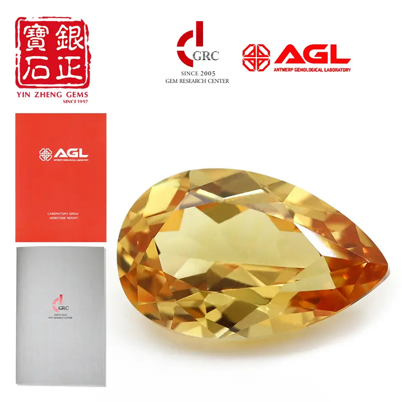 Flame Melted Lab Grown Yellow Sapphire Pear Shape