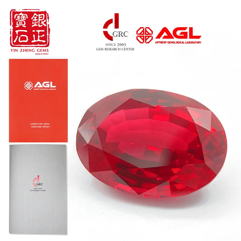 Flame Melted Oval Shape Lab Grown Ruby