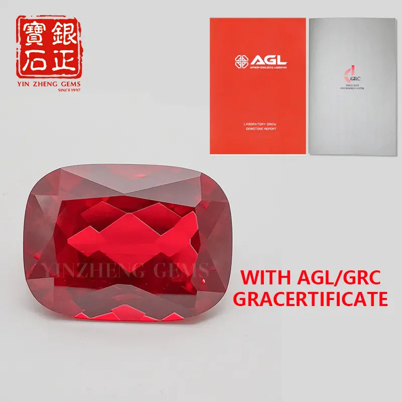 Flame Melted Cushion Shape Lab Grown Ruby