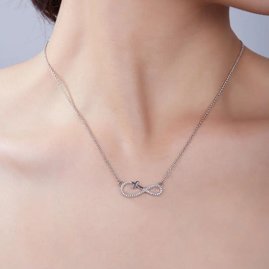 Infinite Love Cross Pendant - S925 Silver with D-color Moissanite Melee Stones