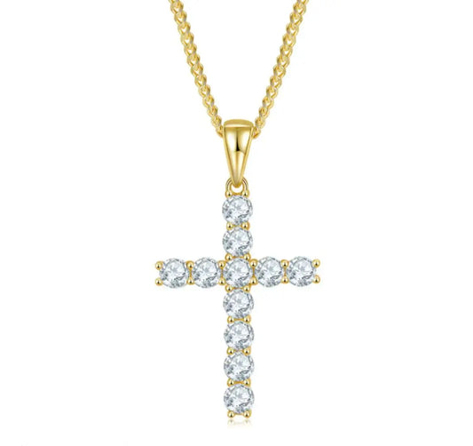 Classic Cross Necklace - S925 Silver Pendant with Moissanite Diamond