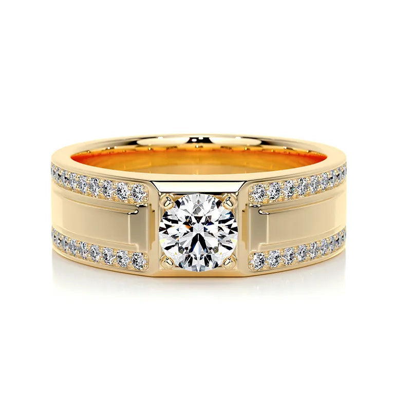 Minimalist Plain Band Moissanite Wedding Ring for Men