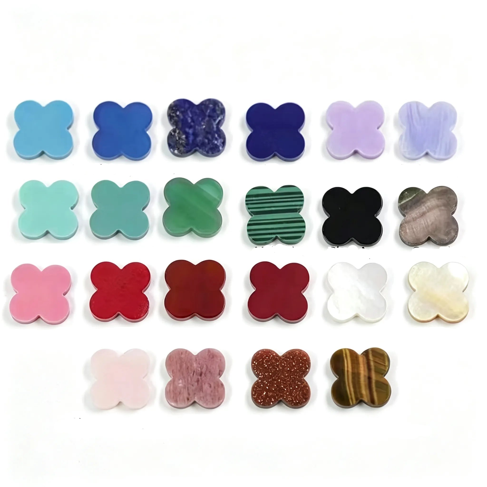 Multi Stone Four Leaf Clover Loose Stones Shell Agate Tiger Eye DIY Jewelry Accessories