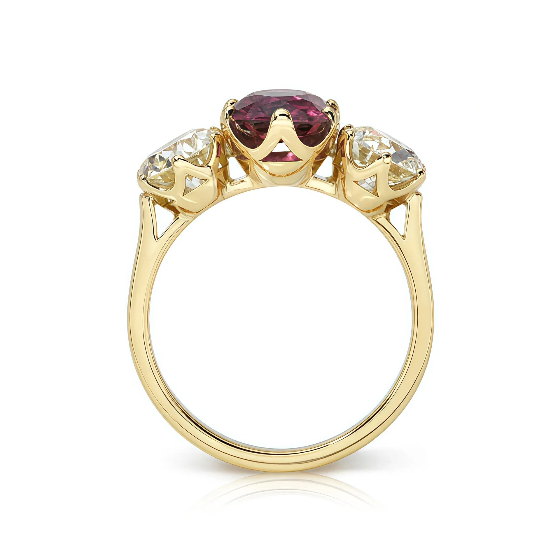 Luxury Three Stone Engagement Ring| 2CT Oval Egg Shape Moissanite| 18K Gold Plated S925 Sterling Silver