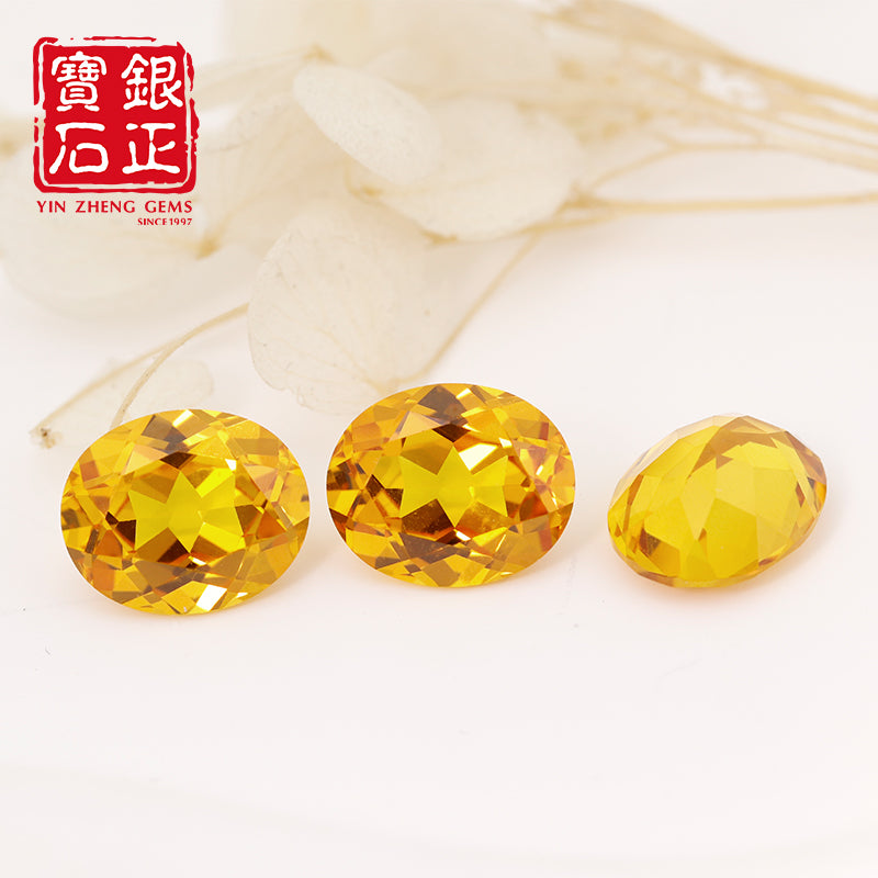 Precision Cut Lab Grown Yellow Sapphire Oval Shape