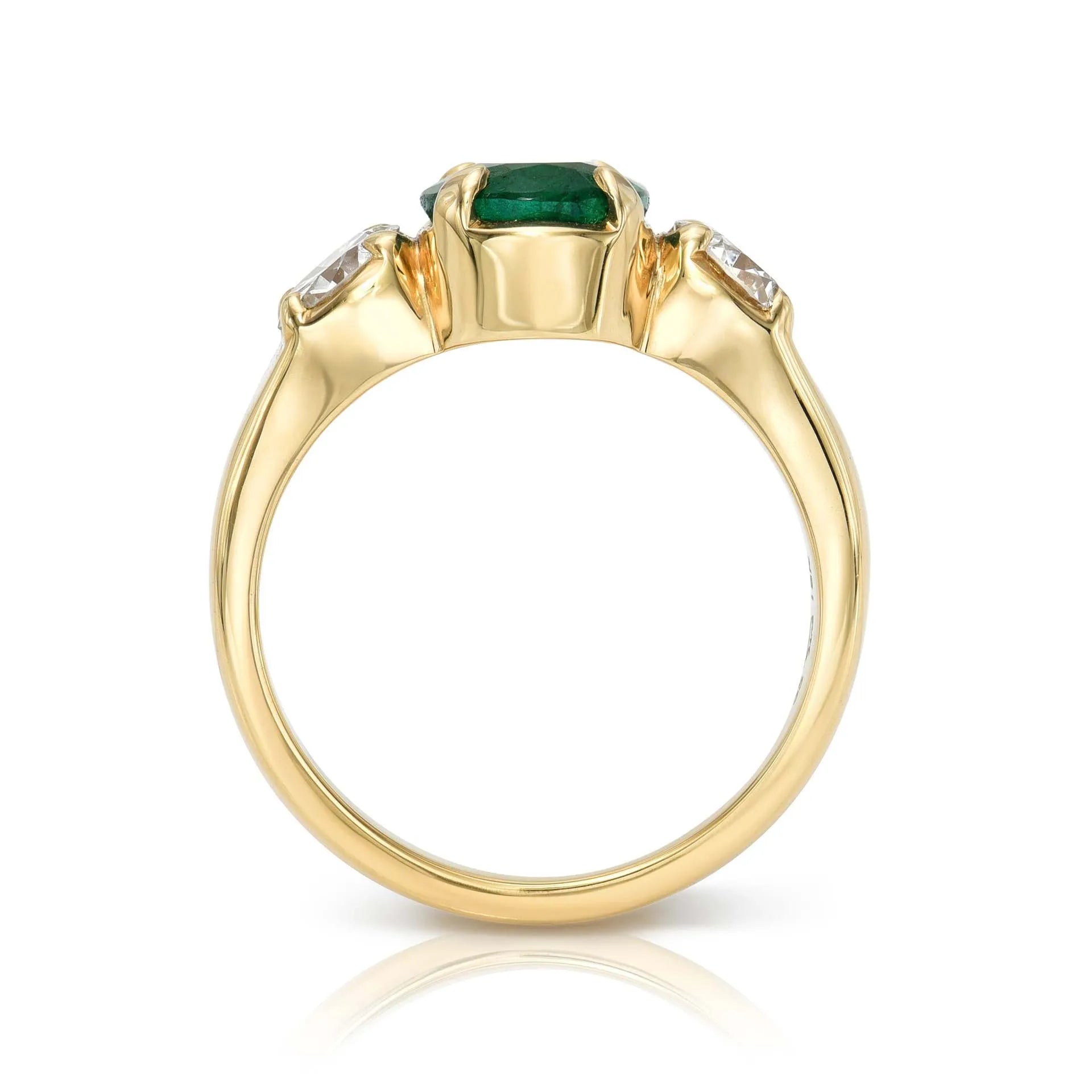 Luxury Lab Grown Emerald & Blue Sapphire Color Gemstone Ring| 18K Gold Plated S925 Sterling Silver