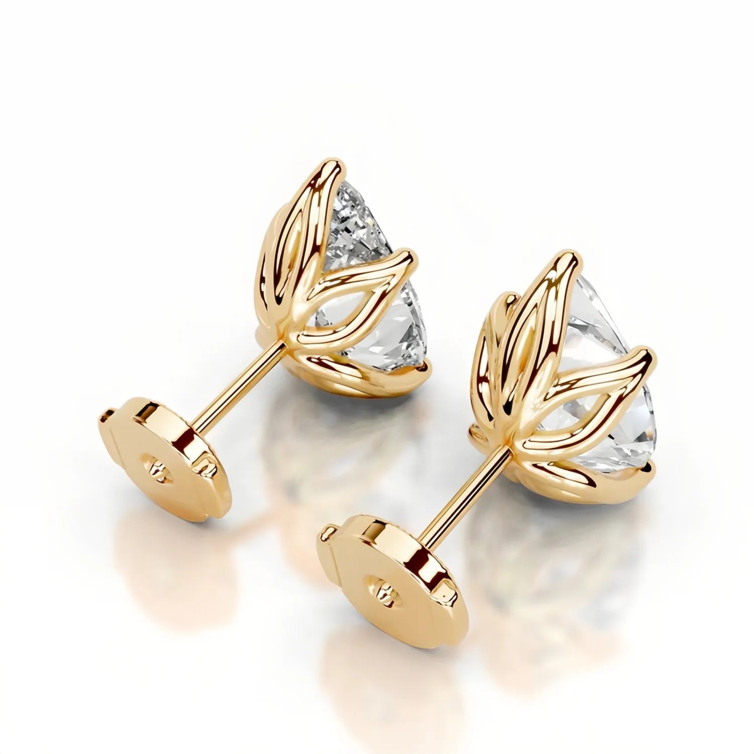 1CT Moissanite Stud Earrings | Tulip Four-Prong S925 Silver 18K Gold Plated