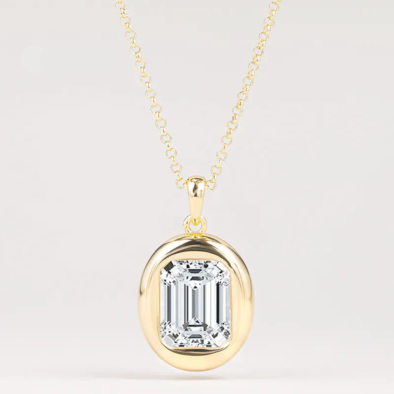 Bezel Set 4CT Moissanite Pendant Necklace S925 Silver