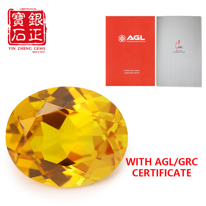 Flame Melted Lab Grown Yellow Sapphire Oval Shape