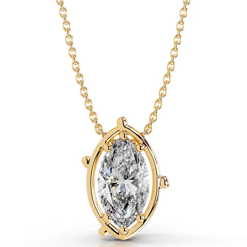 Minimalist 2CT Multi-Cut Moissanite Clavicle Necklace| S925 Silver Pendant With 6 Shapes Optional