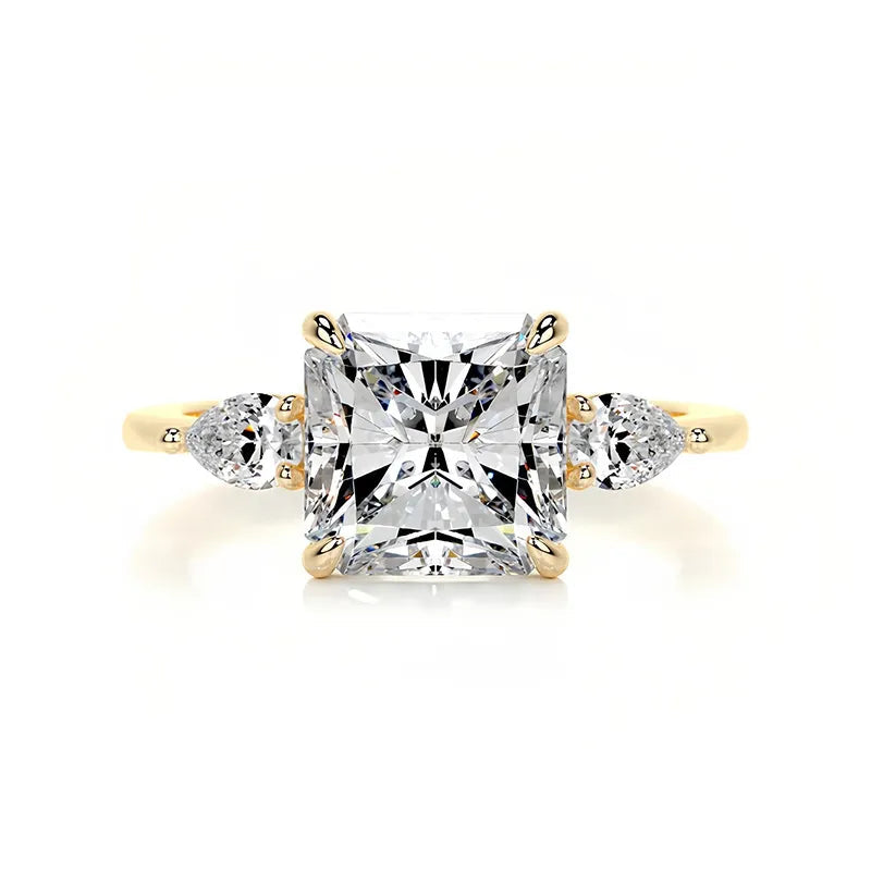 Luxury Large Carat Three Stone Moissanite Wedding Ring