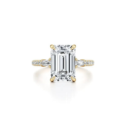 2CT Three Stone Moissanite Ring Women | 18K Gold Plated S925 Silver Luxury Engagement Ring