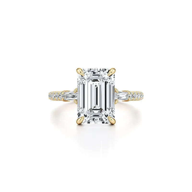 2CT Three Stone Moissanite Ring Women | 18K Gold Plated S925 Silver Luxury Engagement Ring
