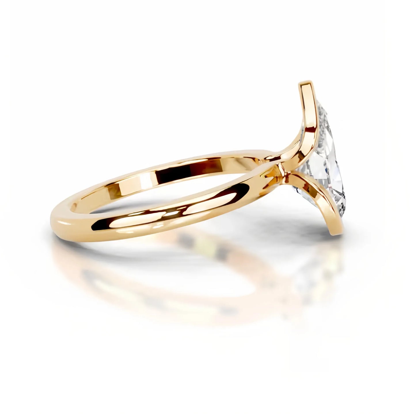 18K Gold Plated S925 Silver Half Bezel D Color 2CT Moissanite Wedding Ring
