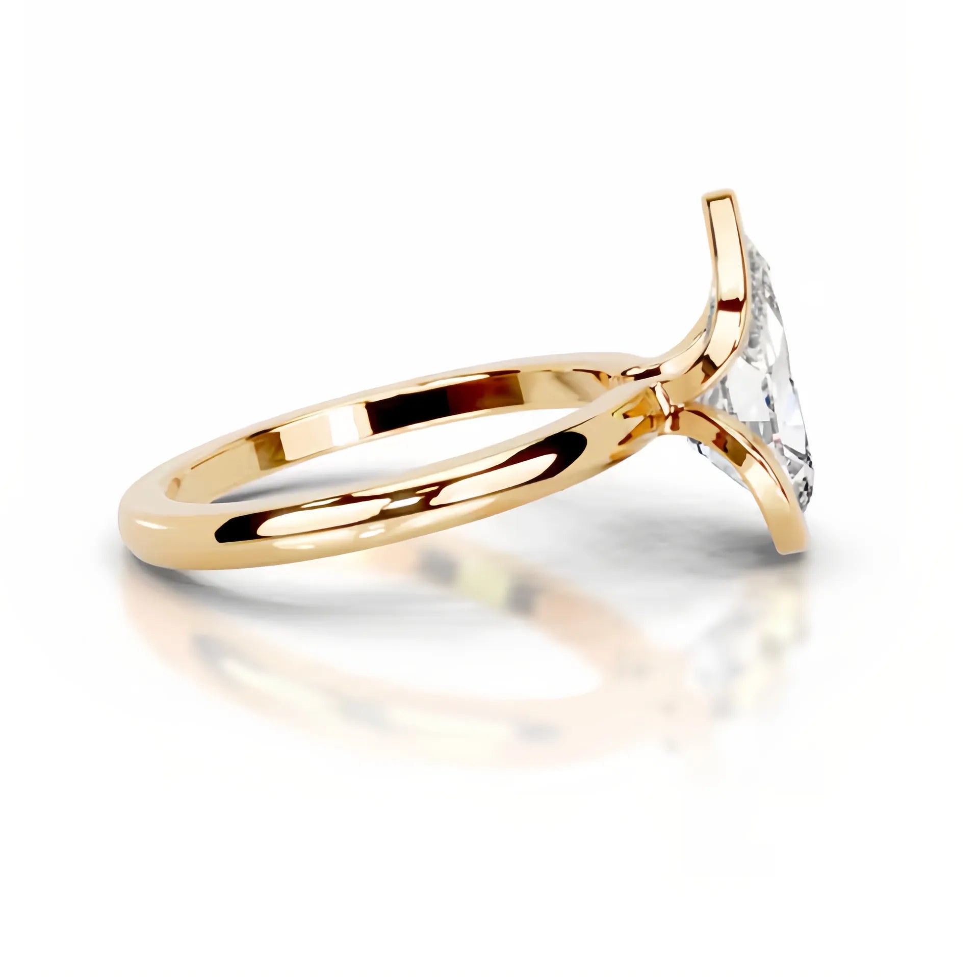 18K Gold Plated S925 Silver Half Bezel D Color 2CT Moissanite Wedding Ring