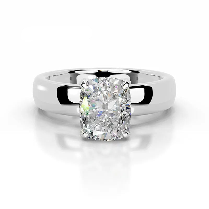 Luxury Wide Band 2CT Moissanite Wedding Ring| S925 Sterling Silver Plated 18K Gold Elegant Daily Jewelry