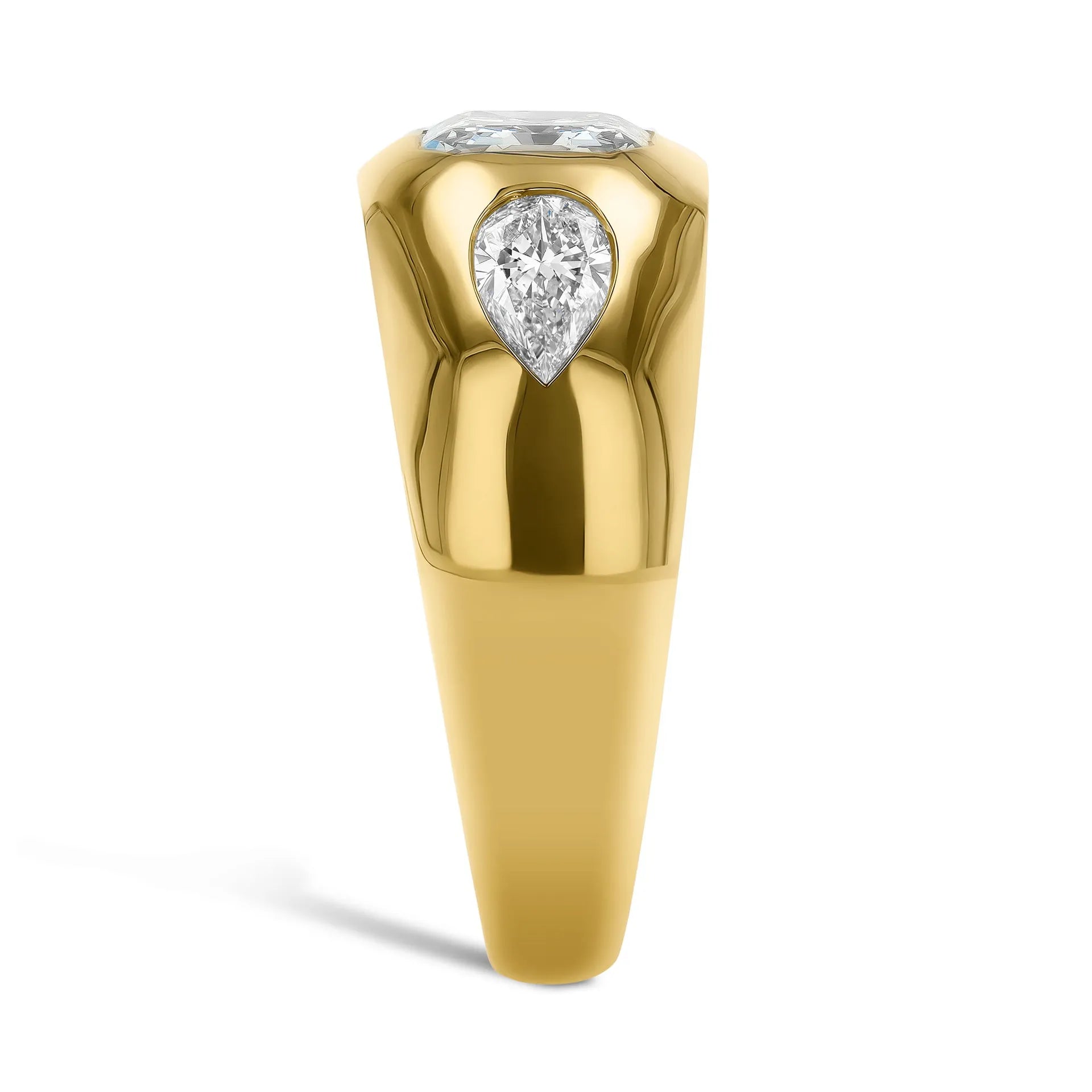 High-End Wide Index Finger Ring Lab Grown Ruby Sapphire 18K Gold Plated S925 Silver