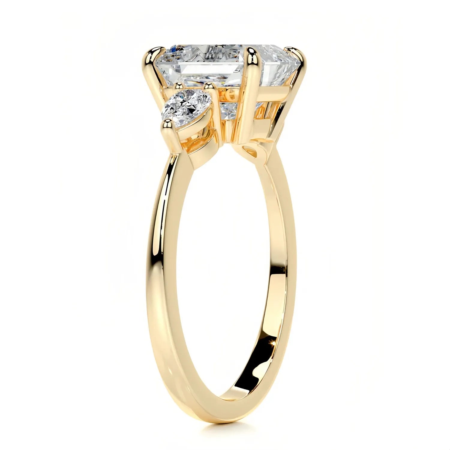 Luxury Large Carat Three Stone Moissanite Wedding Ring