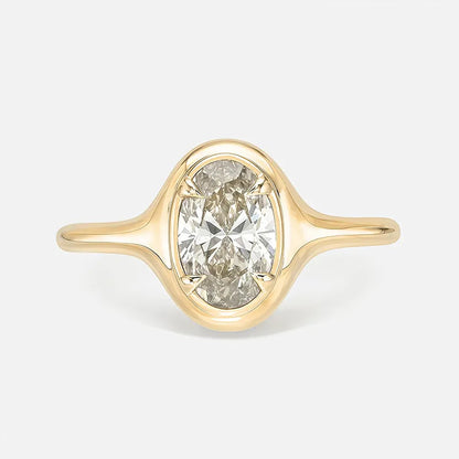 Bestseller 1~2CT Bezel Set Moissanite Wedding Ring, 18K Gold Plated S925 Silver